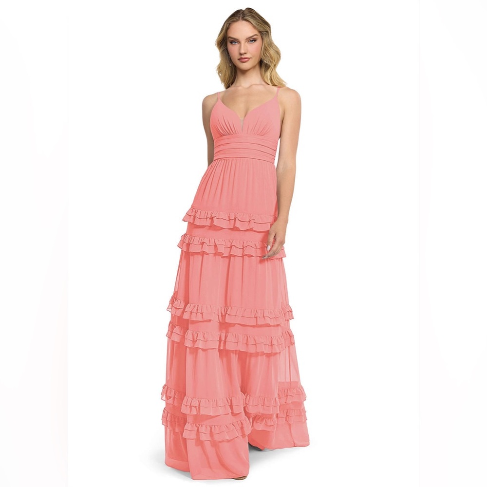 Azazie Rachel - Coral Bridesmaid Dress - Size A4